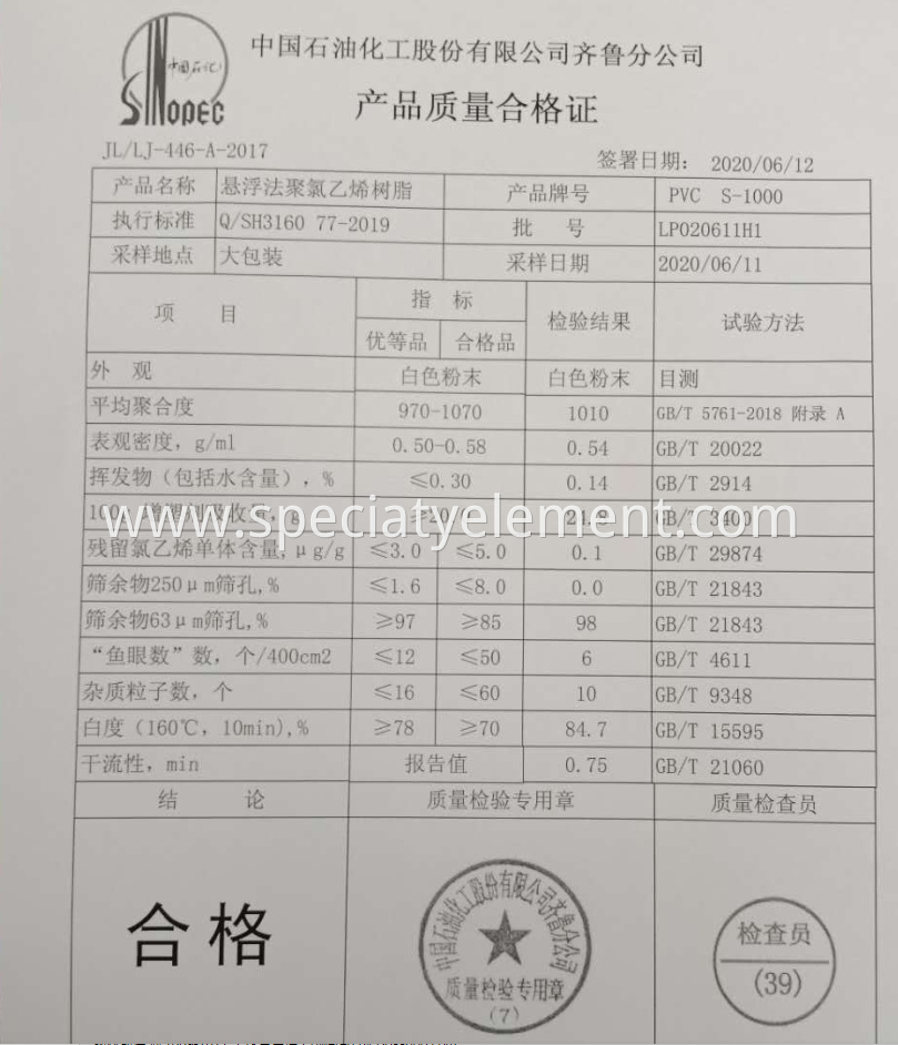 Sinopec Qilu PVC S1000